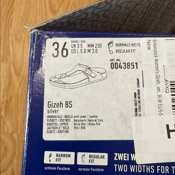 Birkenstock Gizeh BS Silver Thong Sandals EU 36 US Women’s 5 Regular Fit NWT - Picture 9 of 14